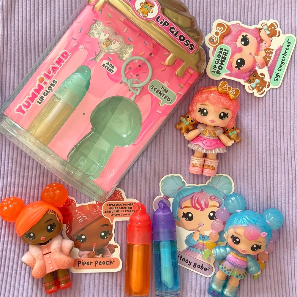 Bundle of Yummiland Lipgloss Dolls (Britney Boba, Piper Peach, Gigi Gingerbread)